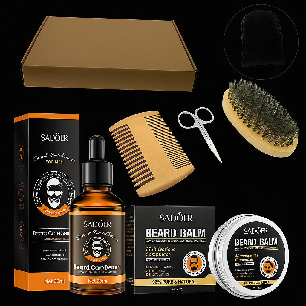 Beard Care Kit - Essential Oil & Styling Tools for Enhanced Growth